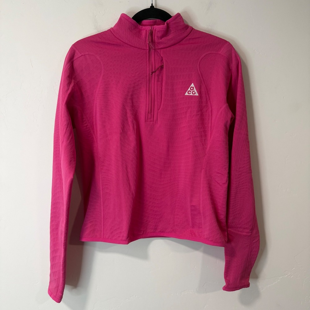 Nike ACG Womens Wolf Grid 1/4 Zip Fleece Pullover Small Pink Therma-FIT IO4471